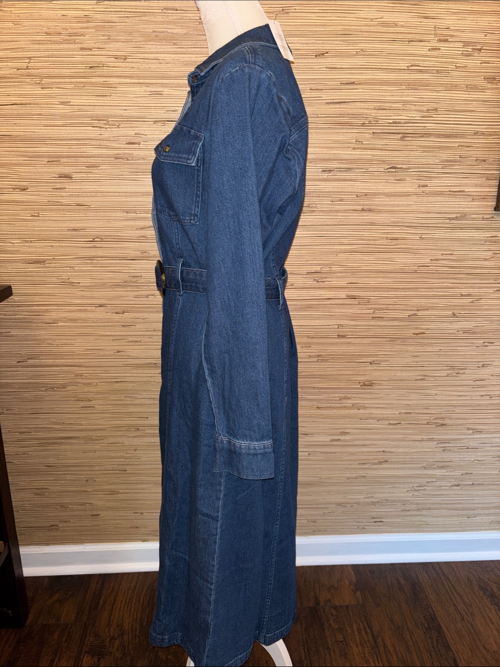 Lands’ End medium Classic Dark Blue Denim Shirt Dress with pockets & Belt nwt! - Picture 2 of 9